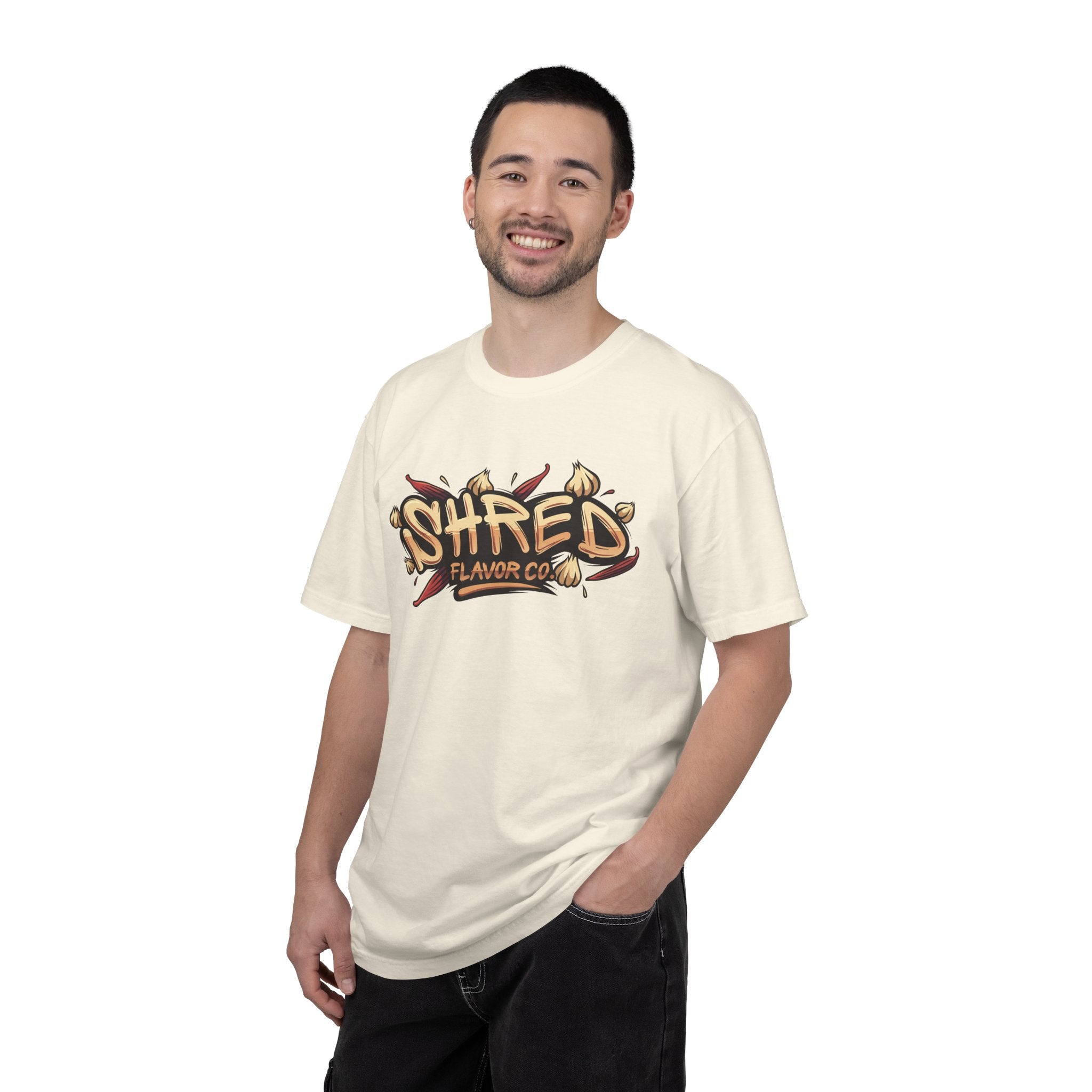 Garlic Rage T-Shirt — 'Shred Flavor Co.' Garlic Mascot Graphic Tee