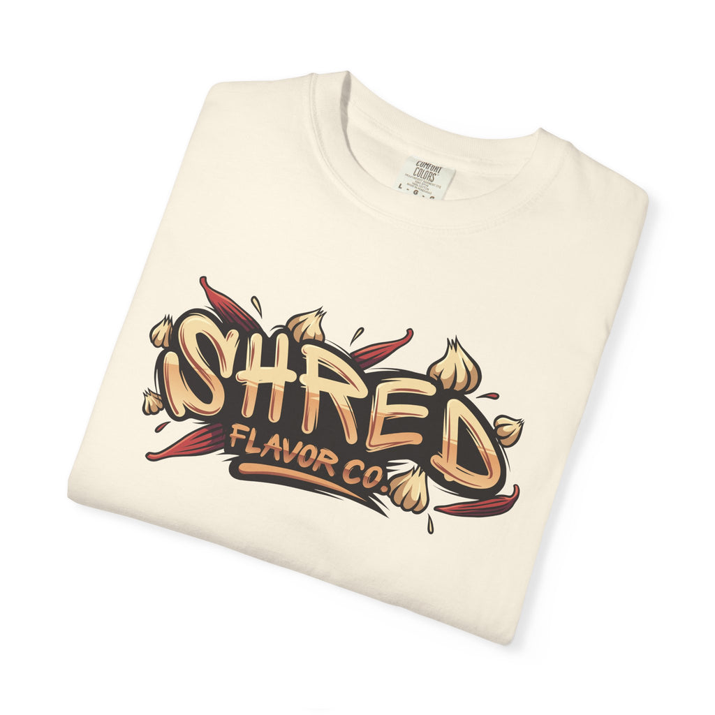 Garlic Rage T-Shirt — 'Shred Flavor Co.' Garlic Mascot Graphic Tee