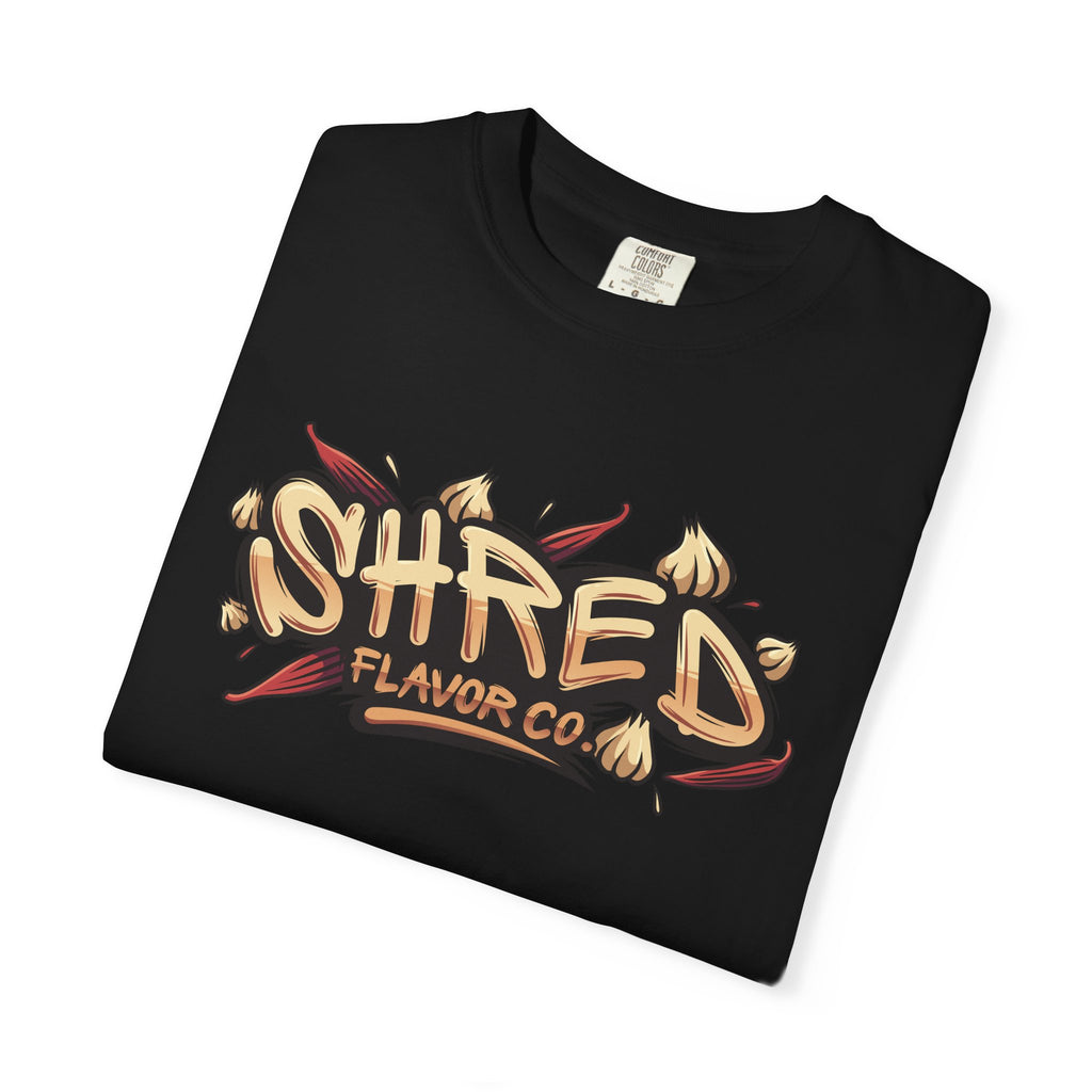 Garlic Rage T-Shirt — 'Shred Flavor Co.' Garlic Mascot Graphic Tee