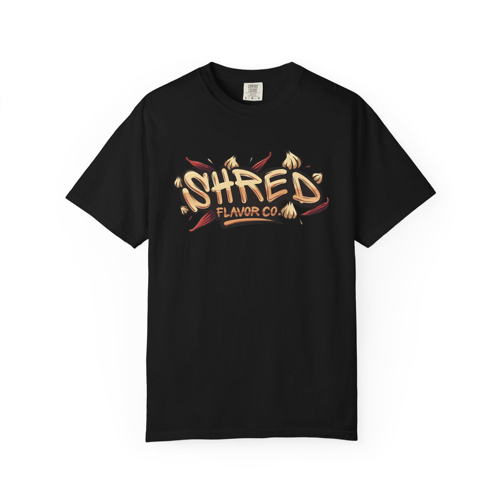 Garlic Rage T-Shirt — 'Shred Flavor Co.' Garlic Mascot Graphic Tee