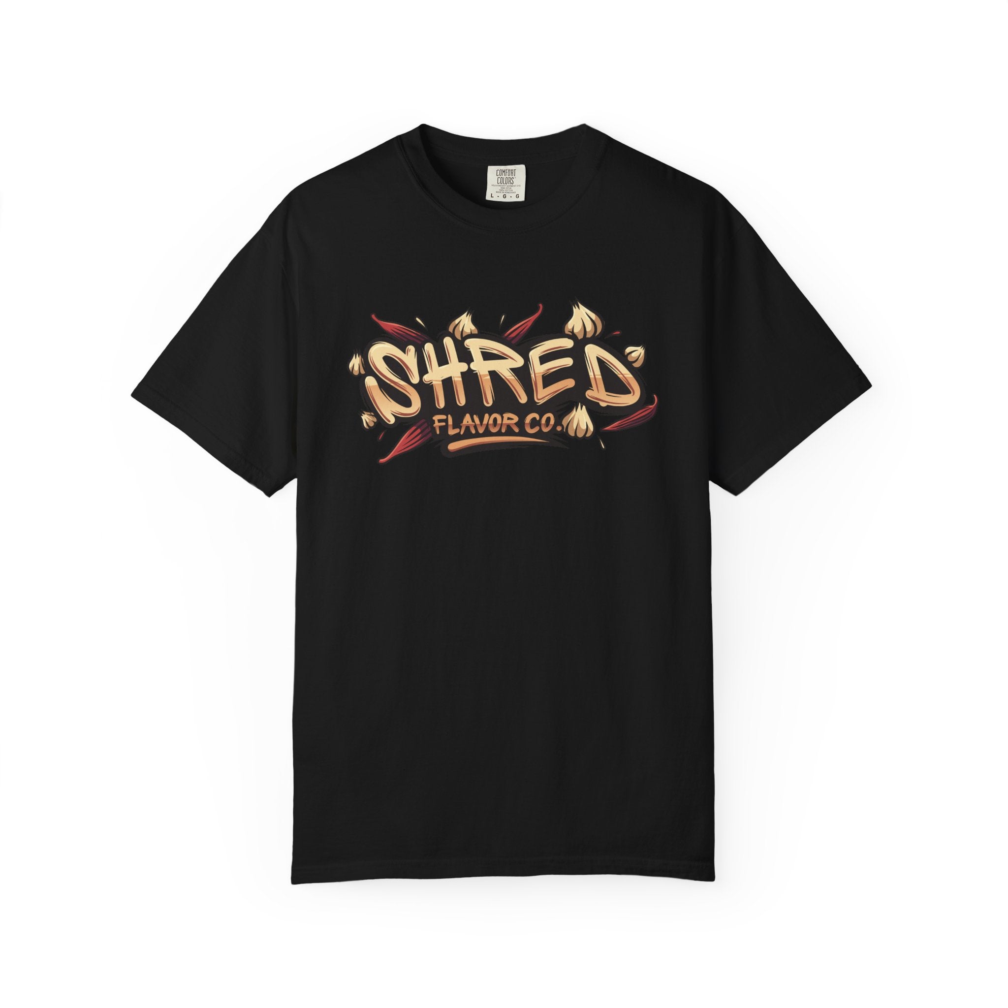 Garlic Rage T-Shirt — 'Shred Flavor Co.' Garlic Mascot Graphic Tee
